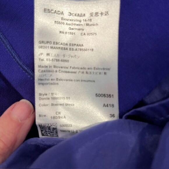 Escada Dorris Dress Stained Glass Violet Purple Black Elastic Waist Size 6 (36) - Picture 8 of 13